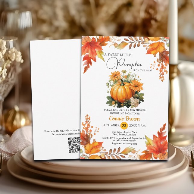 Fall Blommigt Little Pumpkin på Way Baby Shower Inbjudningar (Skapare uppladdad)