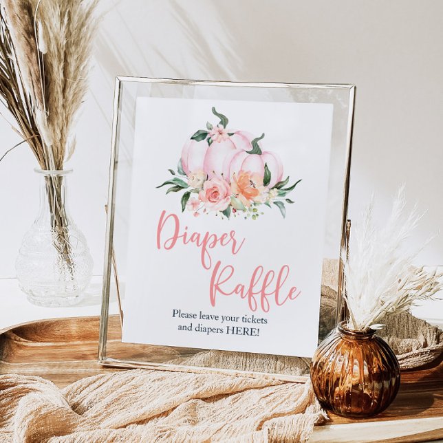 Fall Blommigt Little Pumpkin Shower Diaper Raffle Poster (Skapare uppladdad)
