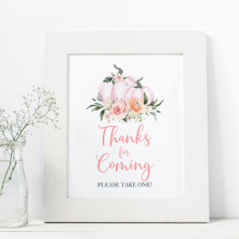 Fall Blommigt Little Pumpkin Tack för att du kom Poster