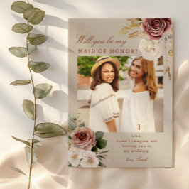 Fall Blommigt Maid of honor Frieri fotokort Inbjudningar