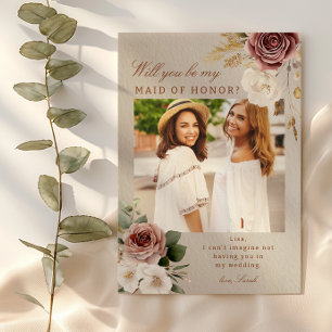 Fall Blommigt Maid of honor Frieri fotokort Inbjudningar