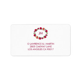 Fall Blommigt Monogram Utandning Adress Adressetikett