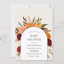 Fall Blommigt Morsa och Marigold Arch Baby Shower Inbjudningar