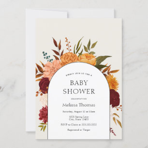 Fall Blommigt Morsa och Marigold Arch Baby Shower Inbjudningar