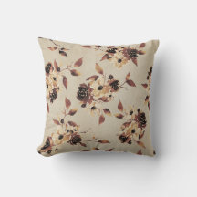 Fall Blommigt Mute Mustard och Sepia Pillow