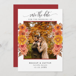 Fall Blommigt Photo Save Date Card Spara Datumet