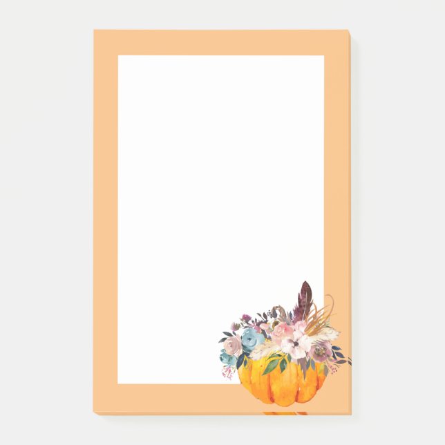 fall, blommigt, pumpa in-it-anteckningar post-it block (Framsida)