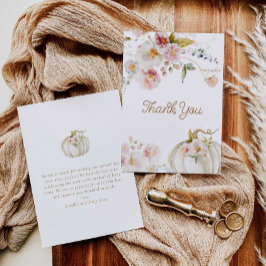 Fall Blommigt Pumpkin Baby Shower Tack Kort