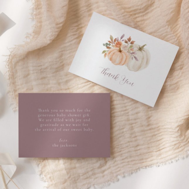 Fall Blommigt Pumpkin Baby Shower Tack Kort (Skapare uppladdad)