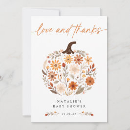 Fall Blommigt Pumpkin Baby Shower Tack Kort