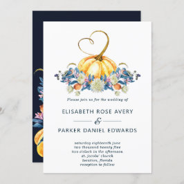 Fall Blommigt Pumpkin Bröllop Inbjudningar