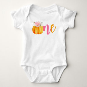 Fall Blommigt Pumpkin Flicka 1st Birthday ONE B T Shirt