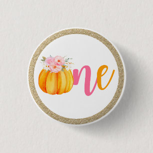 Fall Blommigt Pumpkin Flicka 1st Birthday ONE Knapp