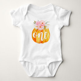 Fall Blommigt Pumpkin Flicka 1st Birthday ONE T Shirt