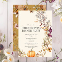 Fall Blommigt Pumpkin Friendsgiving Middag Party