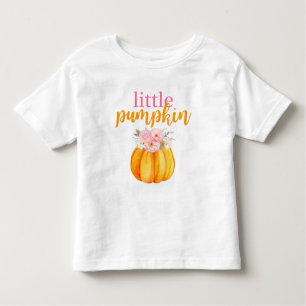 Fall Blommigt Pumpkin Girl's Birthday Rosa & Orang T Shirt