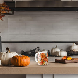 Fall Blommigt Pumpkin Kaffemugg
