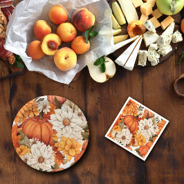 Fall Blommigt Pumpkin Pappersservett