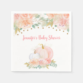 Fall Blommigt Pumpkin Rosa & Guld Baby Shower Pappersservett