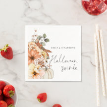 Fall Blommigt Pumpkin Script Halloween Soirée