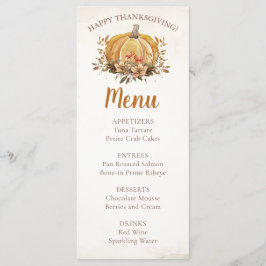 Fall Blommigt Pumpkin Thanksgiving Dinner Menu Meny