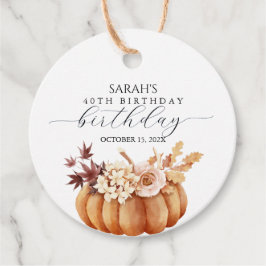 Fall Blommigt Pumpkin Woman Birthday Brunch Gåvor Etiketter