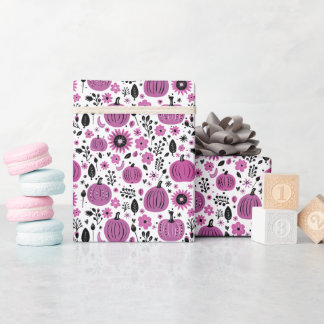 Fall Blommigt Pumpkin Wrapping Papper Presentpapper