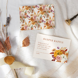 Fall Blommigt & Pumpkins Baby Shower Diaper Raffle Tilläggskort