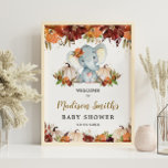 Fall Blommigt Pumpkins Cute Elephant Baby Shower Poster<br><div class="desc">Välkomstskylt för Elephant Girl Shower på chic höst/höst-Blommigt, med en söt orange för elefant- och vattenfärg i baby och inkorporerade pumpor med blommigt. Anpassa det här vackra tecknet med dina detaljer i party enkelt och snabbt. Tryck bara på anpassningsknappen om du vill ordna om och formatera stil och placera texten....</div>