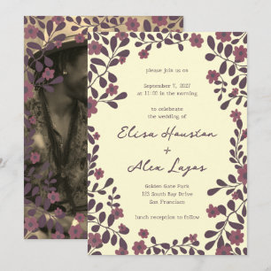 Fall Blommigt Ram Sweet Boho Avslappnad PHOTO Bröl Inbjudningar