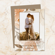 Fall Blommigt Ro Bröllop spara datum Guld