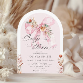 Fall Blommigt Rosa Bow Baby i Bloom Baby Shower Inbjudningar