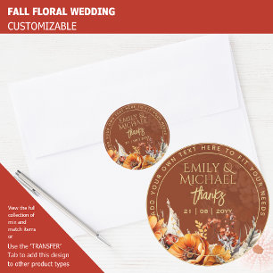 FALL BLOMMIGT TACK FAVOR GIFT ENVELOPE ANPASSNINGS RUNT KLISTERMÄRKE