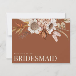 Fall Blommigt Terracotta Bridesmaid Frieri kort