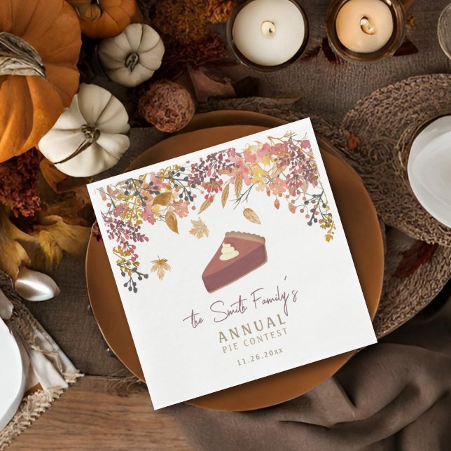 Fall blommigt thanksgiving middag eller paj tävlin pappersservett (Skapare uppladdad)