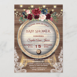 Fall Blommigt Vin Barrel Vineyard Baby Shower Inbjudningar