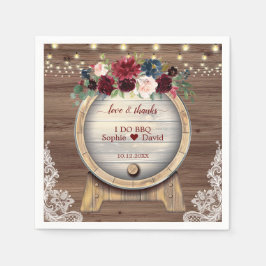 Fall Blommigt Vin Barrel Vineyard Bröllop I Do BBq Pappersservett