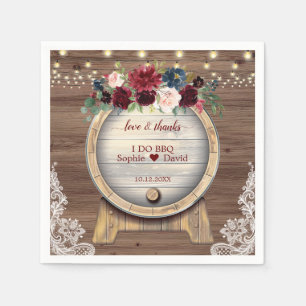 Fall Blommigt Vin Barrel Vineyard Bröllop I Do BBq Pappersservett