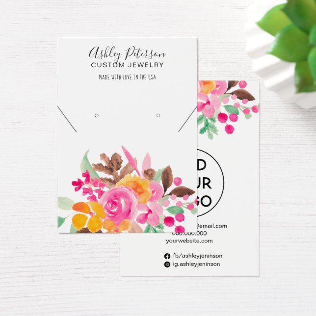 Fall blommigt visning för jullersmycke med halsban visitkort (Skivbord)