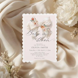 Fall Blommigt White Bow Baby i Bloom Baby Shower Inbjudningar