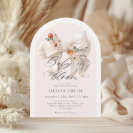 Fall Blommigt White Bow Baby i Bloom Baby Shower Inbjudningar