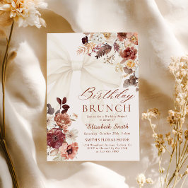 Fall Blommigt White Bow Birthday Brunch Inbjudningar