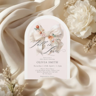 Fall Blommigt White Bow Fall in Kärlek Baby Shower Inbjudningar