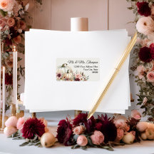 Fall Blommigt White Pumpkin Burgundy Returadress