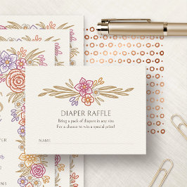 Fall Blommigt Wildblommor Diaper Raffle Shower Tilläggskort