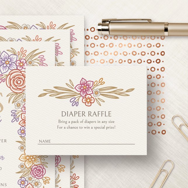 Fall Blommigt Wildblommor Diaper Raffle Shower Tilläggskort (Skapare uppladdad)