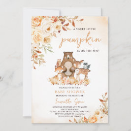 Fall Blommigt Woodland Baby Shower Inbjudningar