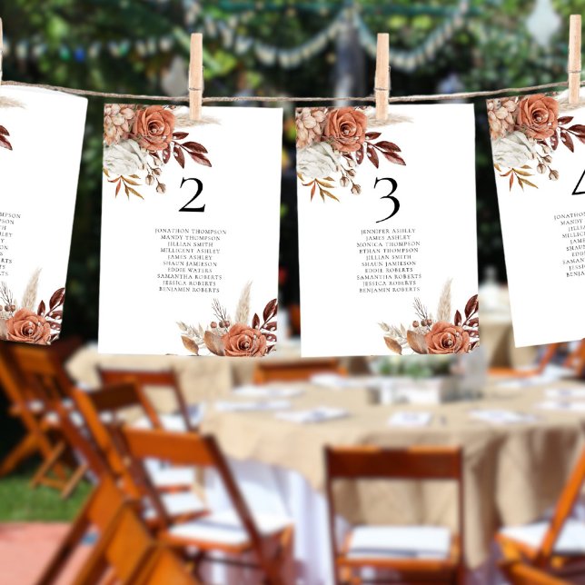 Fall Blommigts Bordsnummer Namn sittplatskort (Edit and Add each card to your cart individually)