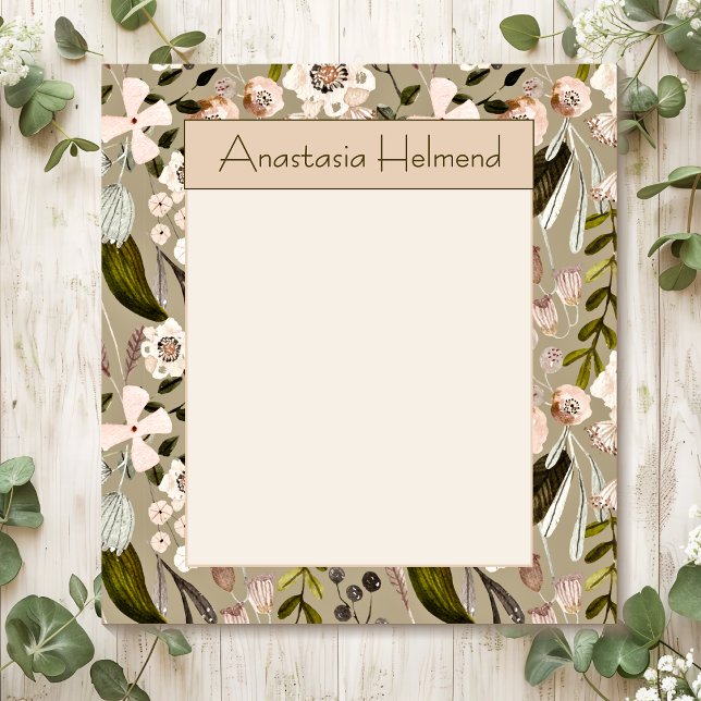 Fall Blooms Vanilla Taupe Small Anteckningsblock (Skapare uppladdad)