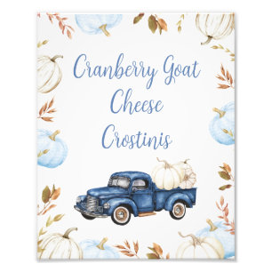 Fall Blue Boys Pumpkin Lastbil Baby Shower Sign Si Fototryck